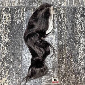 16 Inch 4x4 Lace Closure Wig Body Wave Human Hair Natural Black Glue-less New